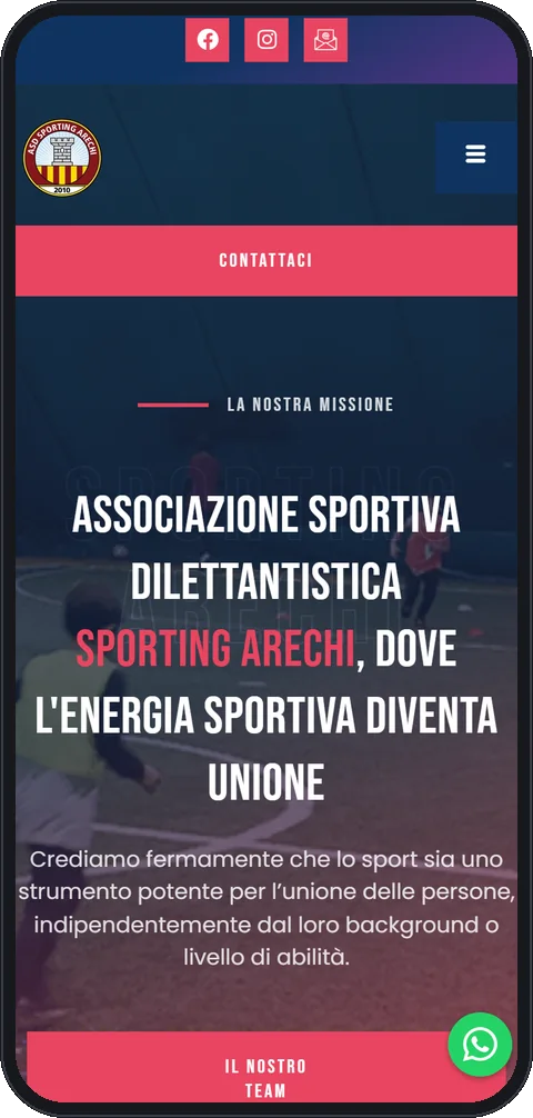 Il sito di ASD Sporting Arechi visto dal telefono