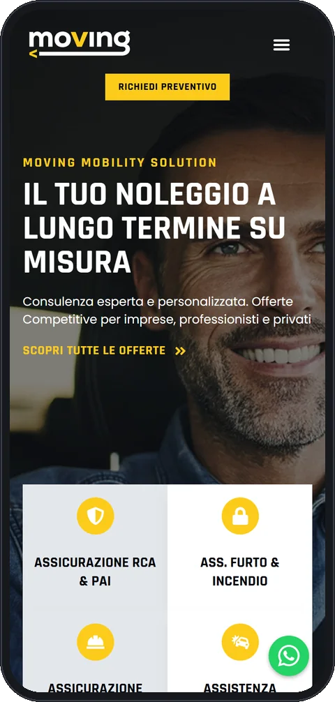 Il sito di Moving Mobility visto dal telefono