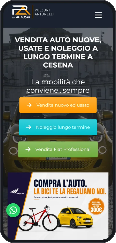 Il sito di Pulzoni Antonelli visto dal telefono