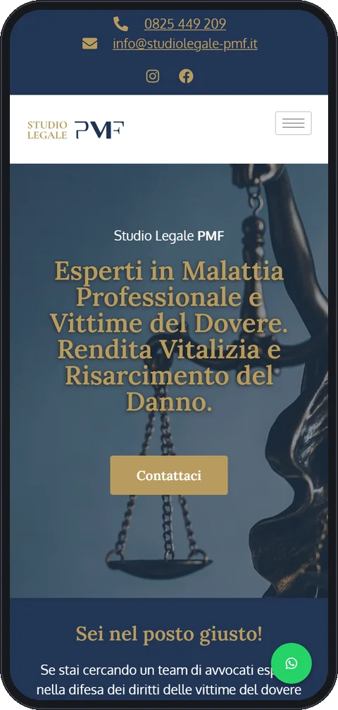 Il sito di Studio Legale PMF visto dal telefono